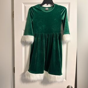 Holiday Time Green Velvet Dress with fur detail